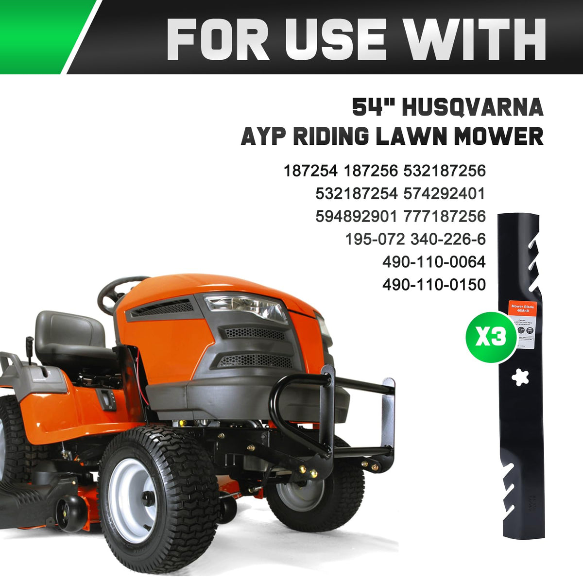 Grasscool 54-inch deck mulching blades, engineered for even clippings and cleaner cuts.