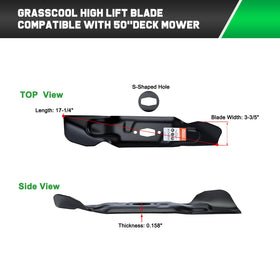 Grasscool 742P05094 high-lift blade effective on overgrown weeds and tough terrain