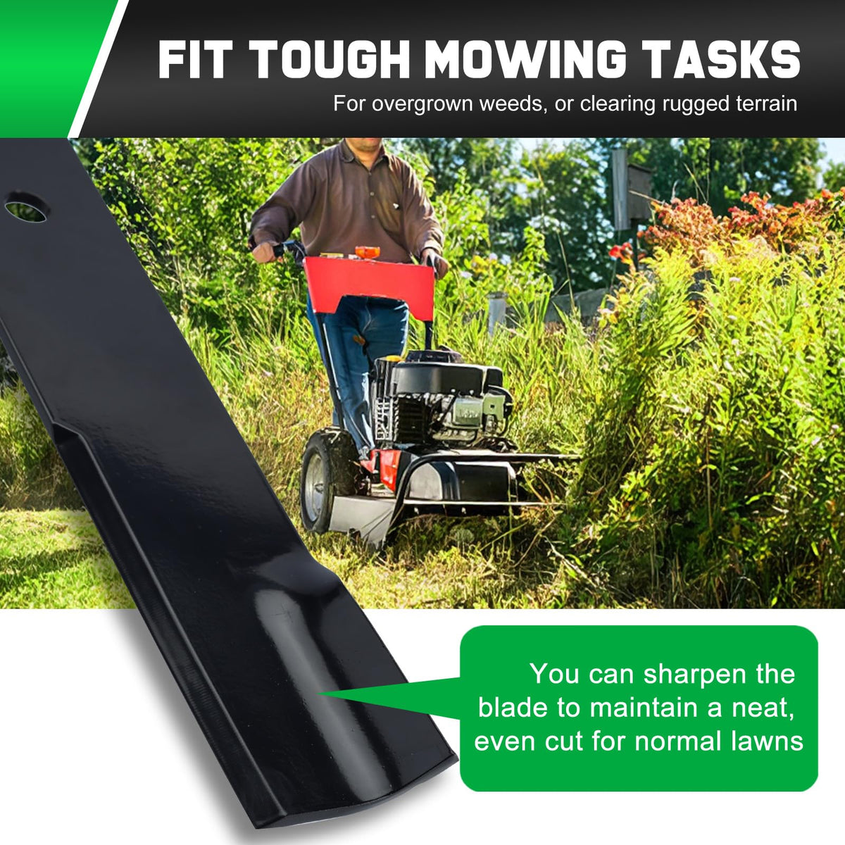 Grasscool 793794 blades high-lift profile enhances airflow during mowing.