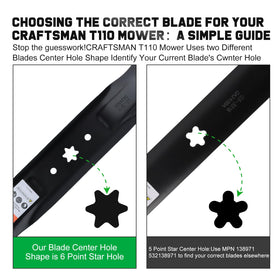 Grasscool 942-04308 blade 6-star hole detail indicates compatibility with select decks.