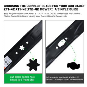 Grasscool 942-04308 blade top view reveals a 6-star center hole for precise mounting.