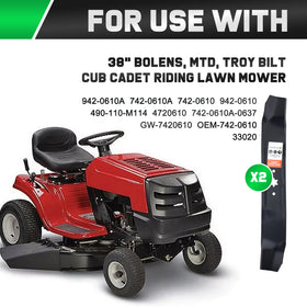 Grasscool 942-0610A blades shown for bagging and mulching on a 38-inch mower.