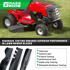 Grasscool blades undergo durability tests for real-world mowing performance.