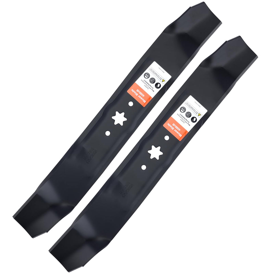 Grasscool 942-0610A mulching blades mounted on a 38-inch deck for efficient mowing.