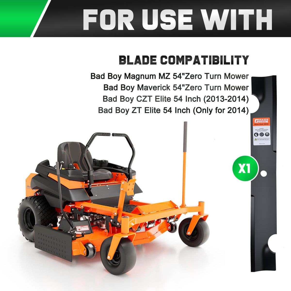 Grasscool Bad Boy compatible blade highlights reliable compatibility for Maverick ZTR models.
