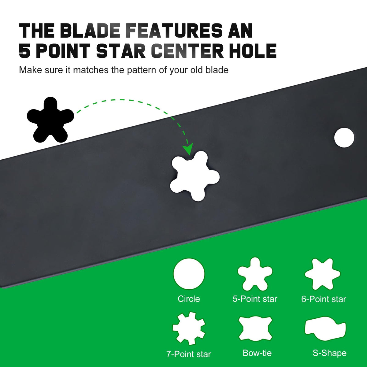 Grasscool blade with 5-point star center hole for secure mounting