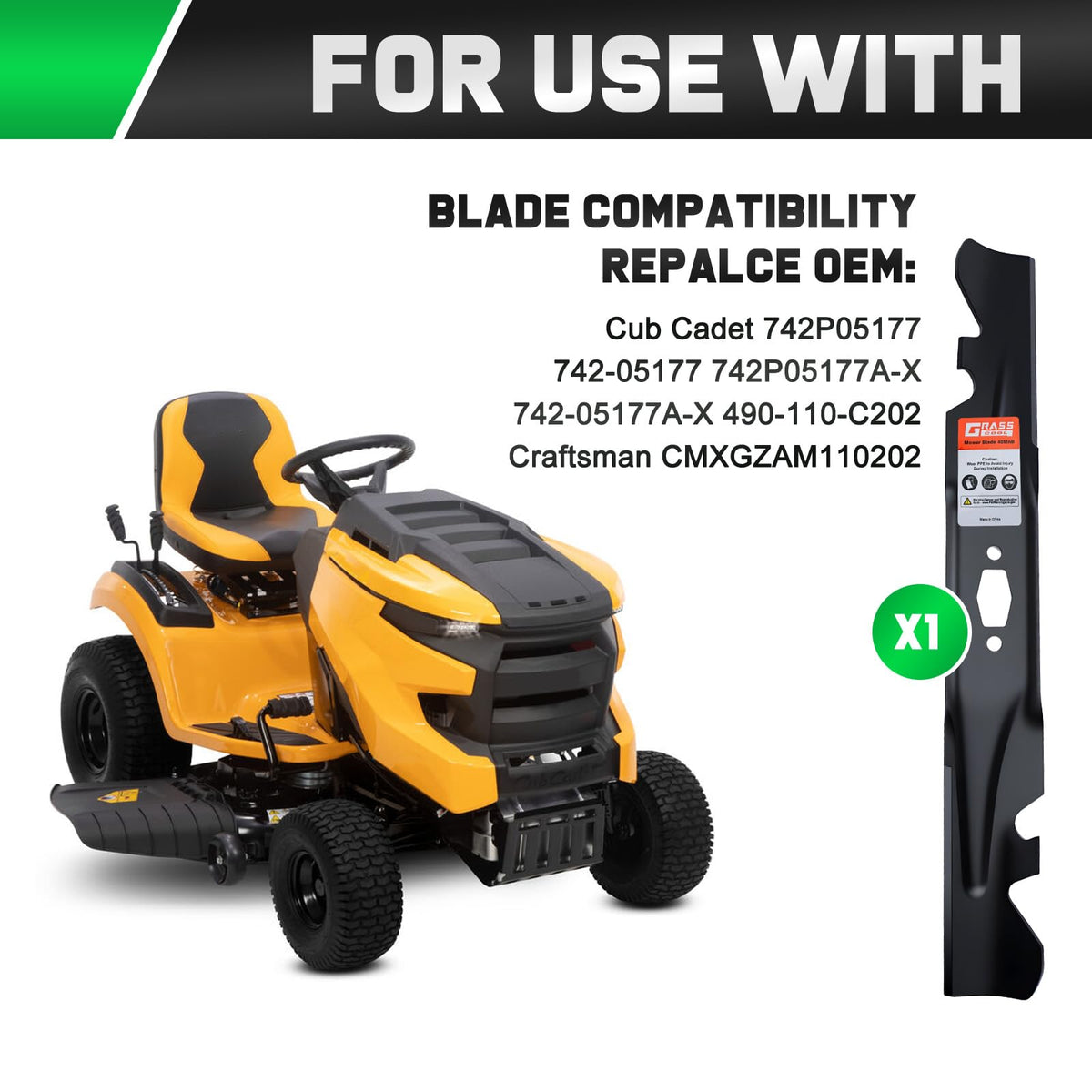 Grasscool blades mounted on Cub Cadet 42 inch deck ready for mowing