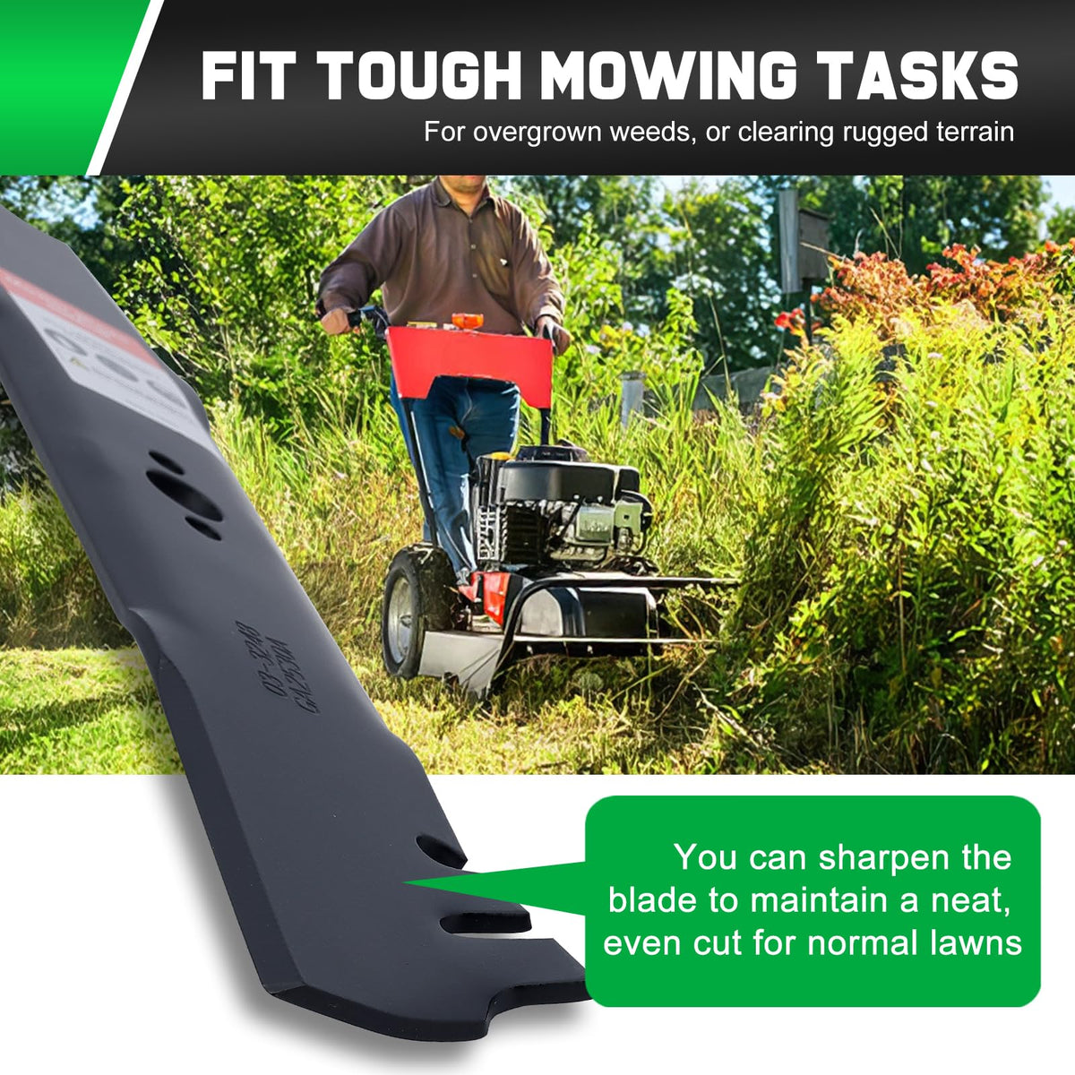 Grasscool center-hole 5/8-inch spindle ensures easy installation.