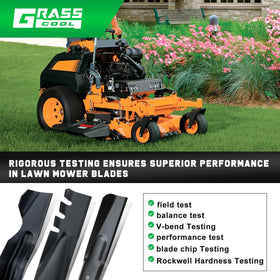 Grasscool clog resistant blade design reduces clumps in tall grass