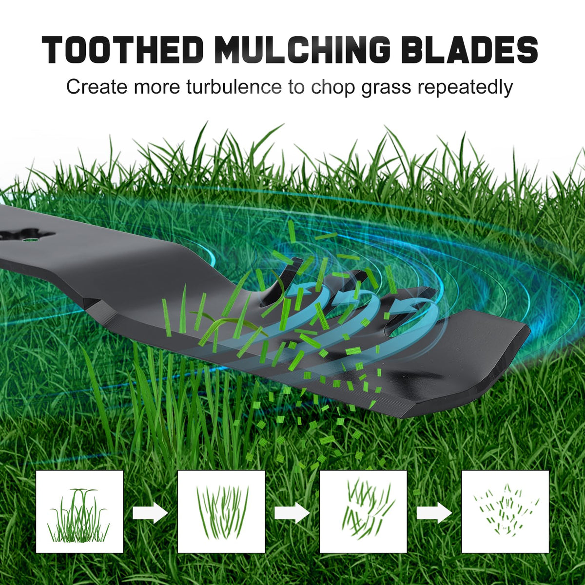 Grasscool commercial-grade mulching blades offer durability for demanding lawn maintenance tasks.