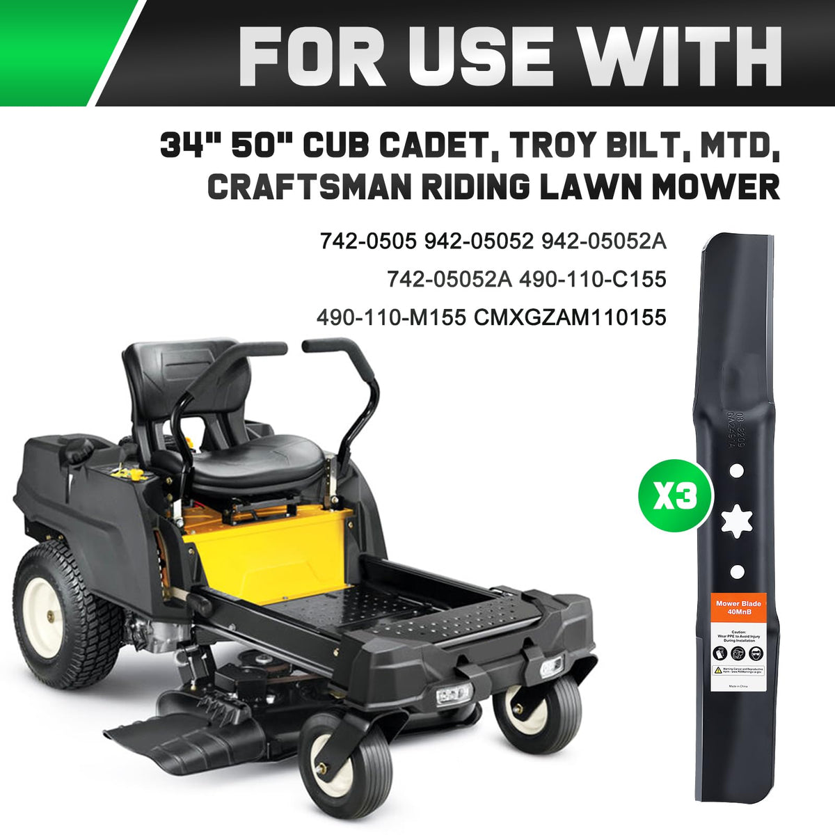 Grasscool Cub Cadet ZT1 ZT2 compatible blade fits securely for optimal mowing