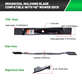 Grasscool D130 blade width 2-23-32 inches for balanced cutting strength