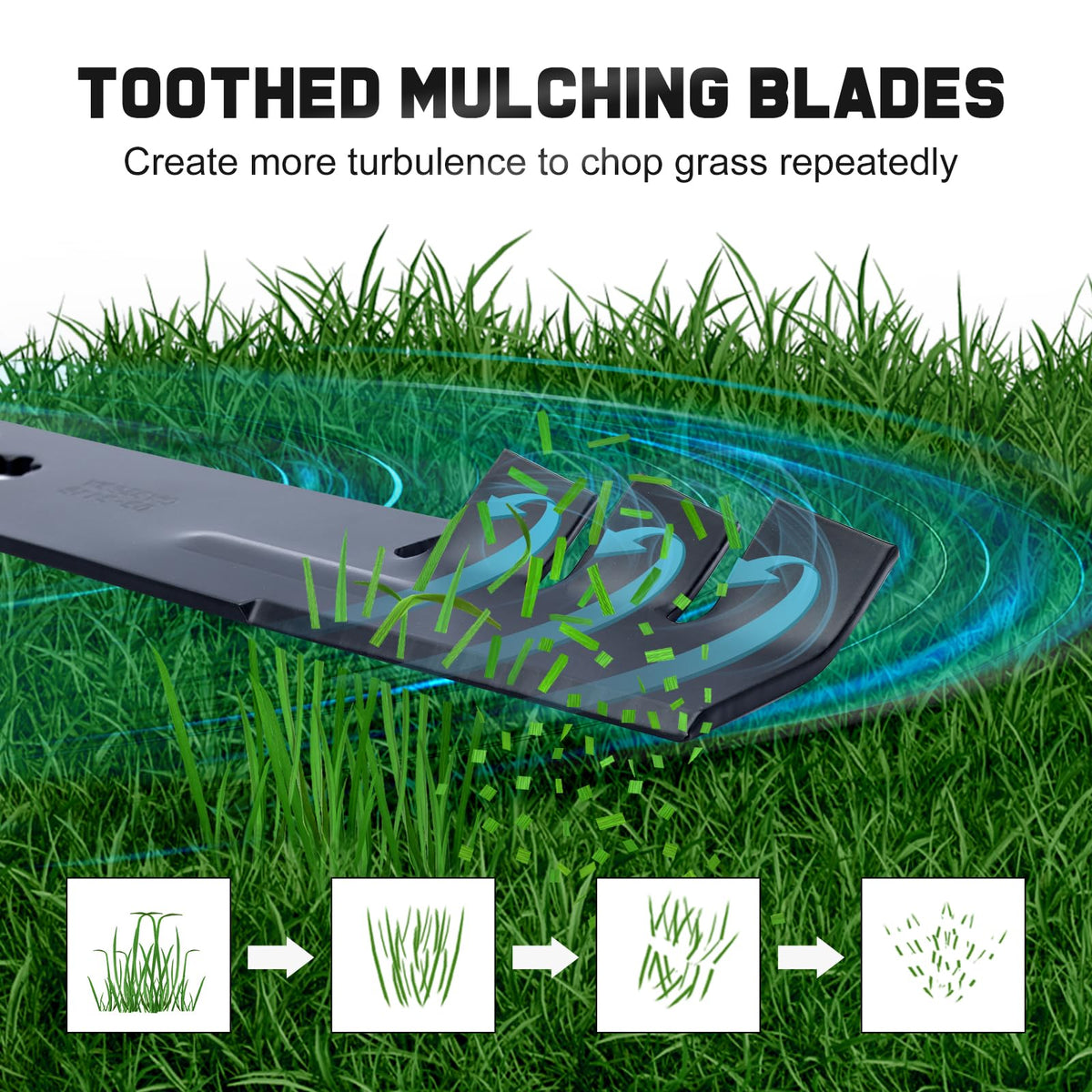 Grasscool D140 blades mounted on a tractor deck during mowing