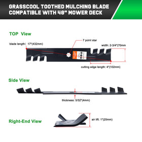Grasscool D140 blades with protective paint coating noted for storage