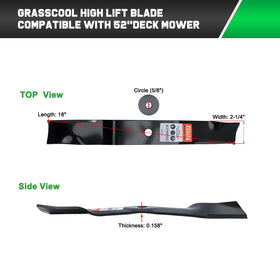 Grasscool Gravely ZT HD 52-inch blades with long-lasting sharpness.