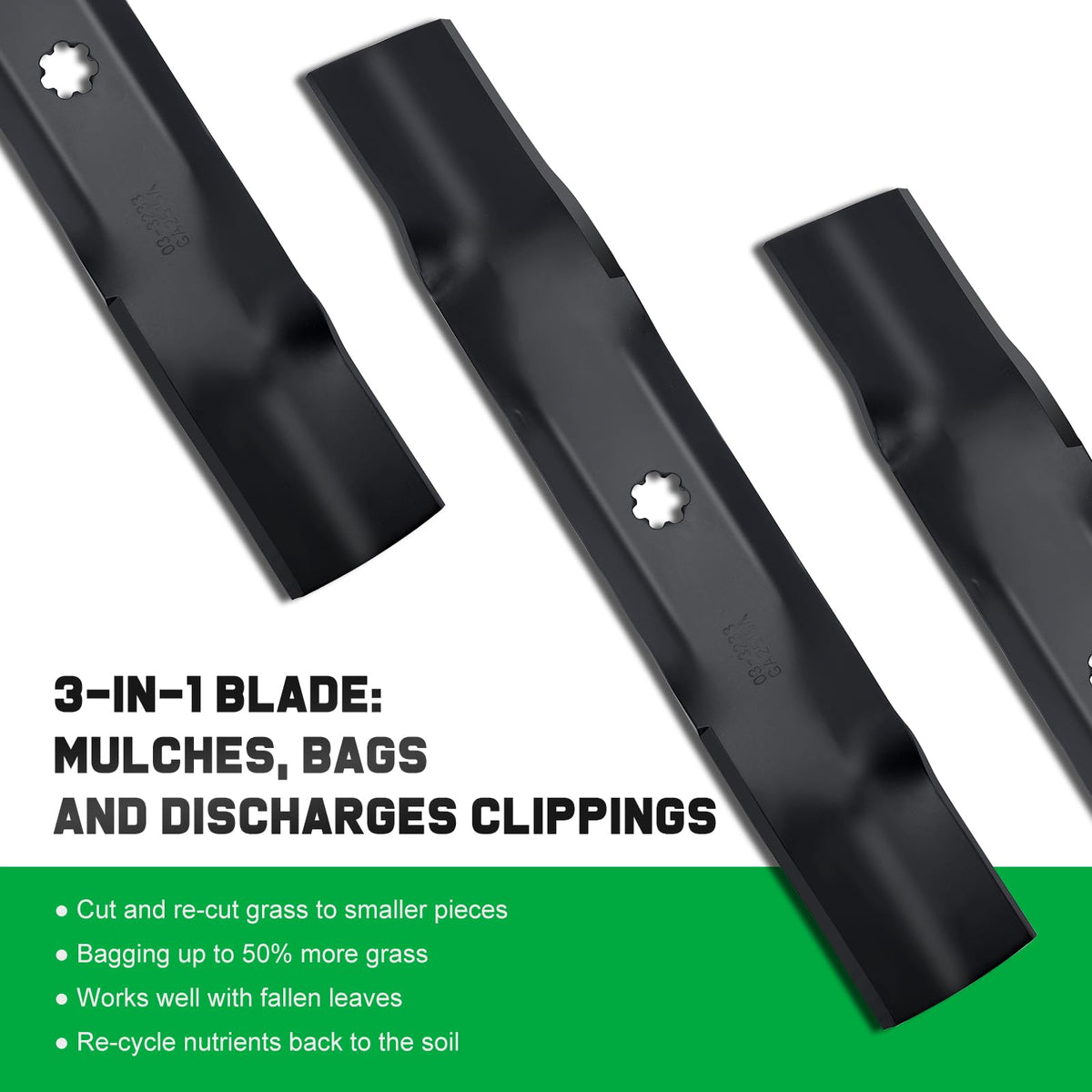 Grasscool GY20852 blade set reduces clogging through strong airflow