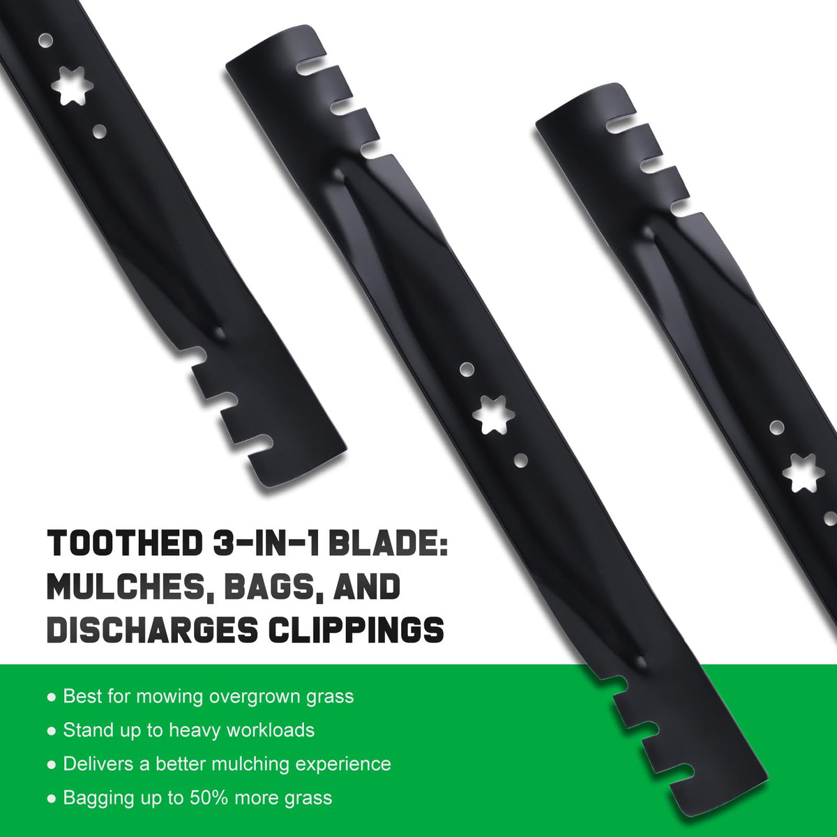 Grasscool high-lift blade boosts airflow for faster mowing