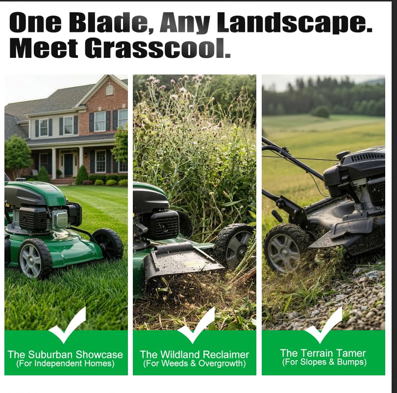 Grasscool high lift design enhances bagging during mowing