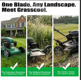 Grasscool high lift design enhances bagging during mowing