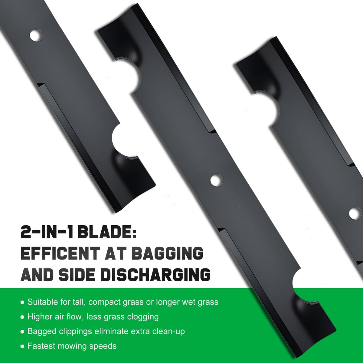 Grasscool high-lift blade delivers strong airflow and faster clipping collection.
