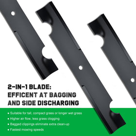 Grasscool high-lift blade delivers strong airflow and faster clipping collection.