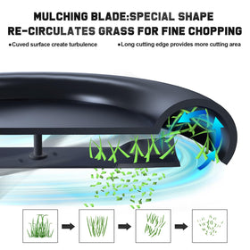 Grasscool high-lift blade with strong airflow for faster mowing.