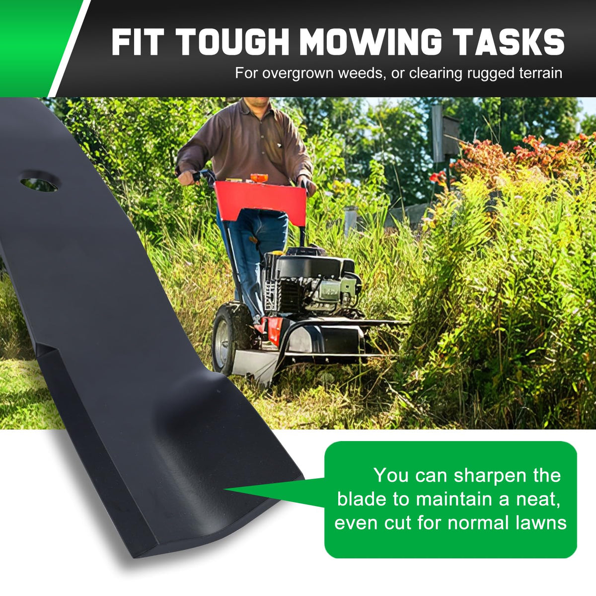 Grasscool high-lift blade boosts bagging and side discharge performance.