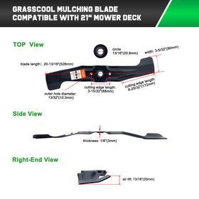 Grasscool HRR2169VKA blade design; mulching efficiency with even clippings.
