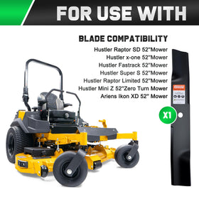 Grasscool Hustler Raptor SD 52in blades showing versatile mulch and bagging.