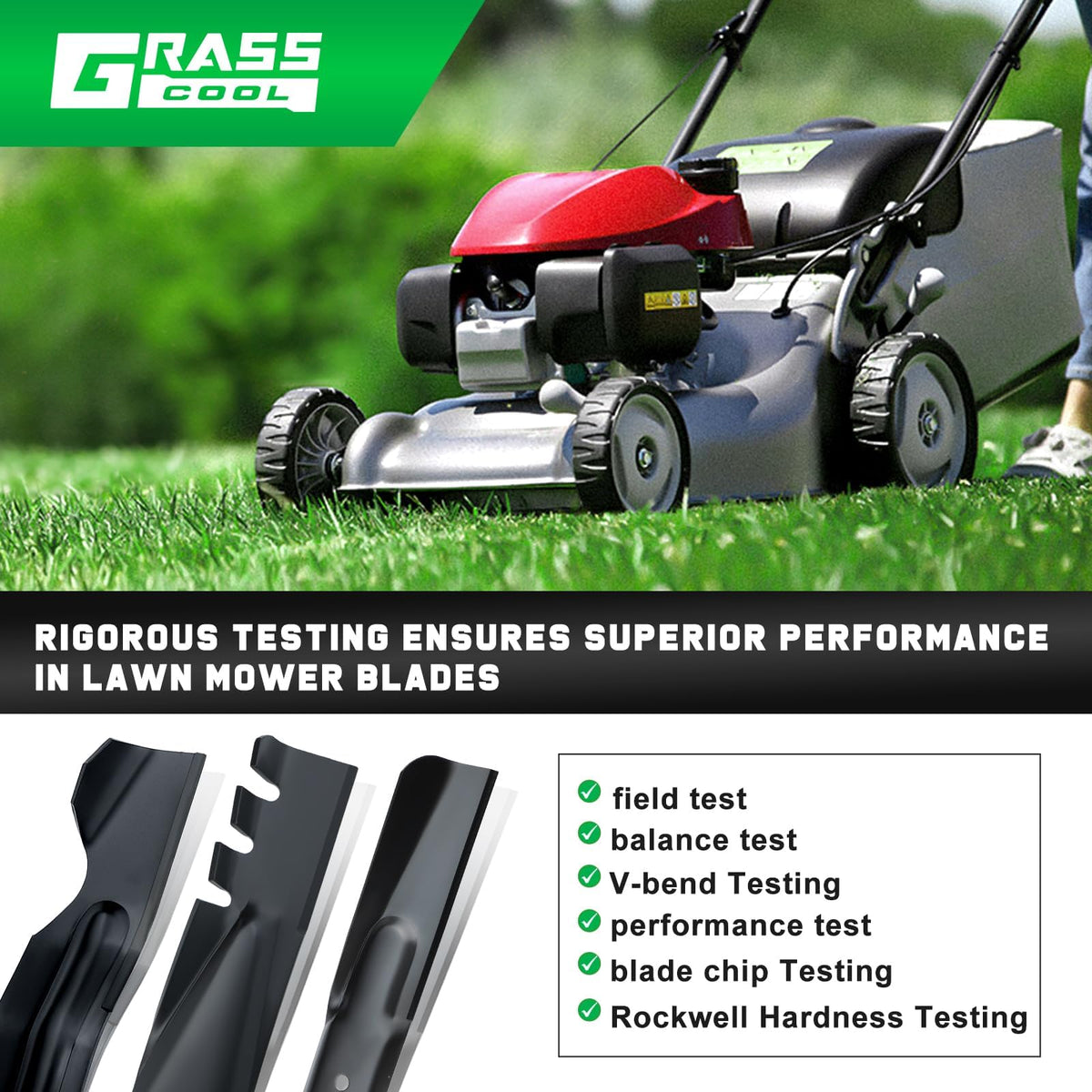 Grasscool installation-ready blade edges reduce hand-risk during setup.