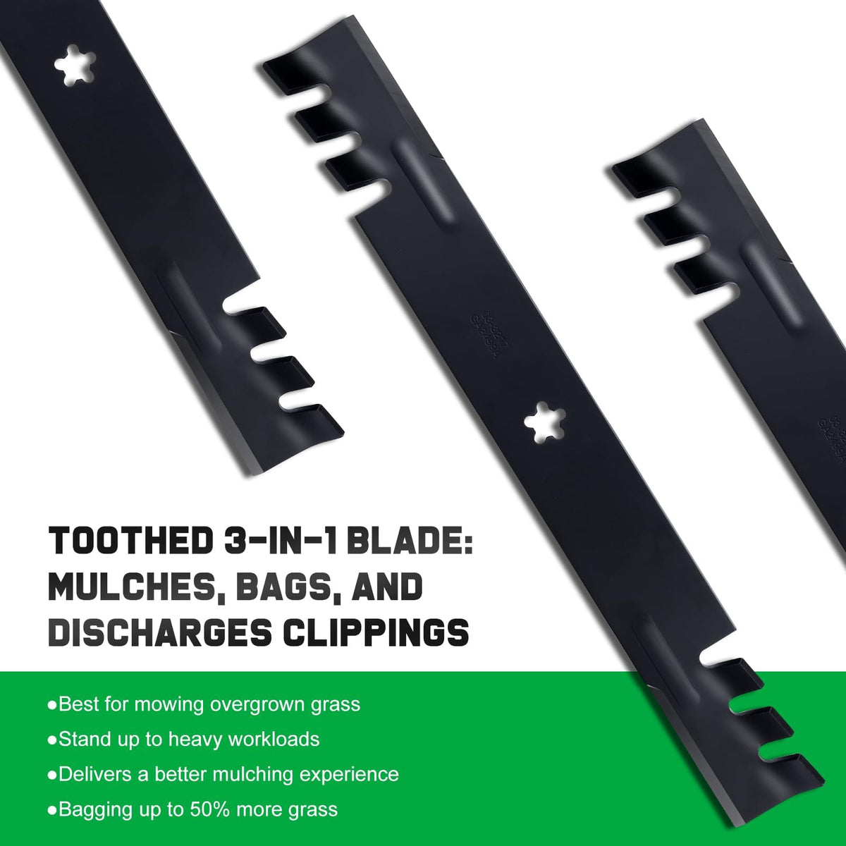 Grasscool blade design reduces clogging with strong airflow