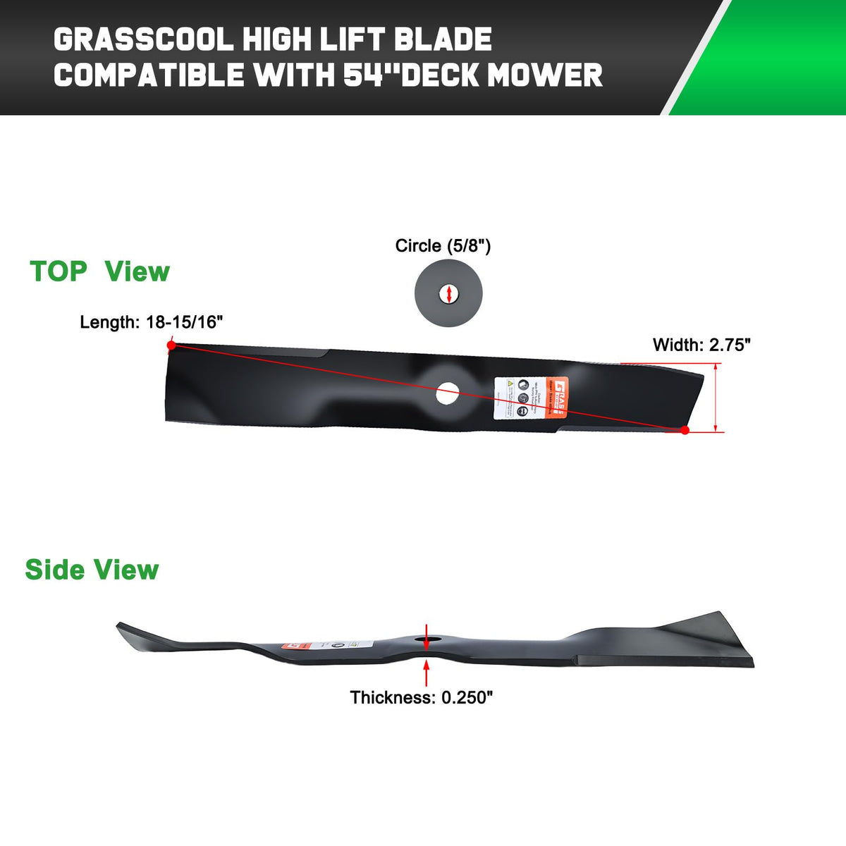 Grasscool M143520 packaging-on-delivery shows organized set with three blades.