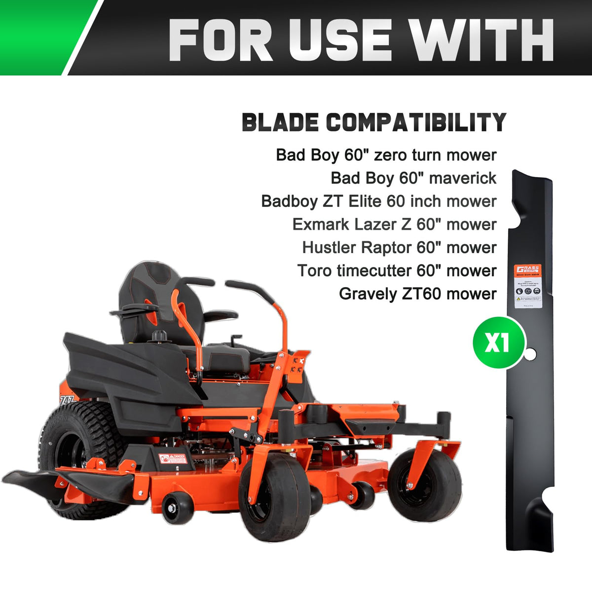 Grasscool Maverick blades angle view shows sturdy build for durable mowing.