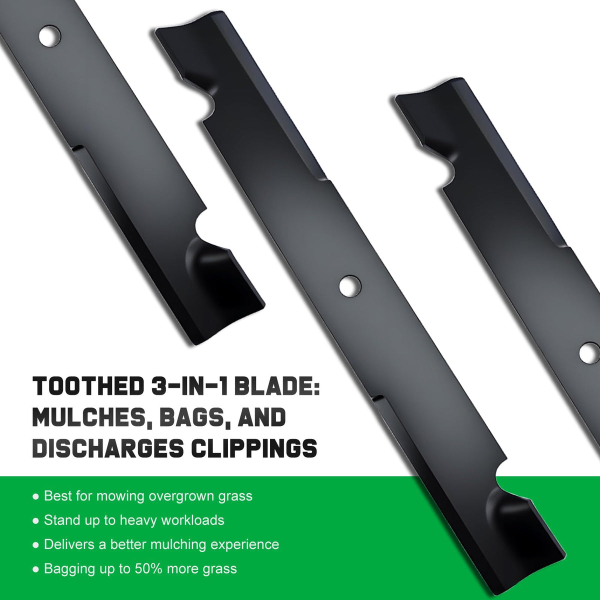 Grasscool Maverick blades dimensions 20-1/2 by 2-1/2 inches for 60-inch decks.
