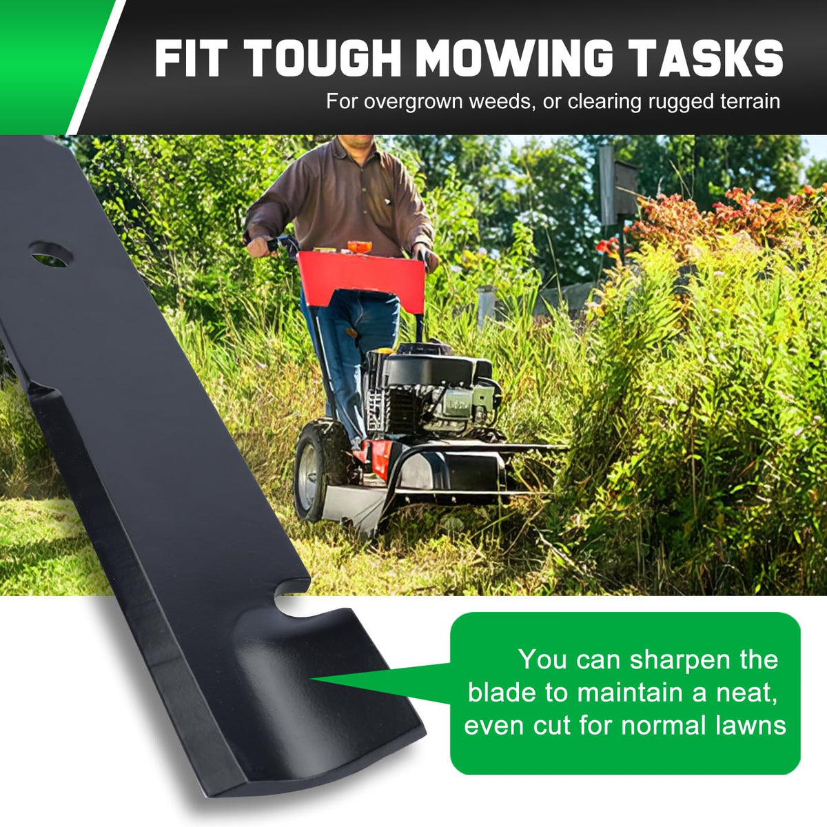 Grasscool Maverick blades high-lift airflow improves clipping suction and collection.