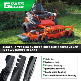 Grasscool Maverick blades three-pack ready for replacement on 60-inch mower decks.