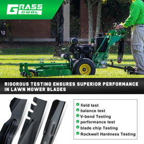 Edge and thickness details optimize mulching efficiency and debris handling