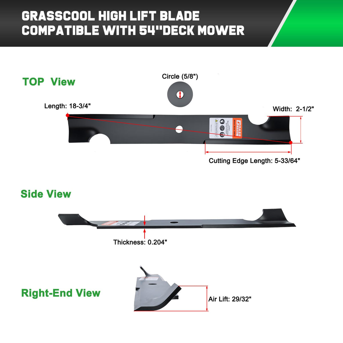 Grasscool pack of 3 blades ensures ready replacement for busy maintenance.