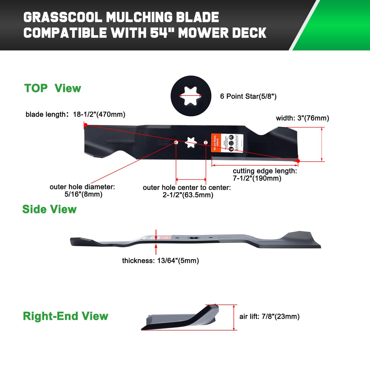 Grasscool blade with protective paint coating visible during install
