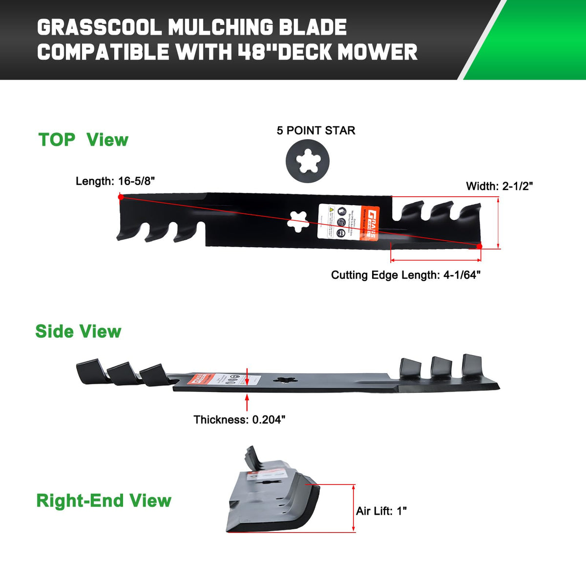 Grasscool rust-resistant coating on blade edges for longevity
