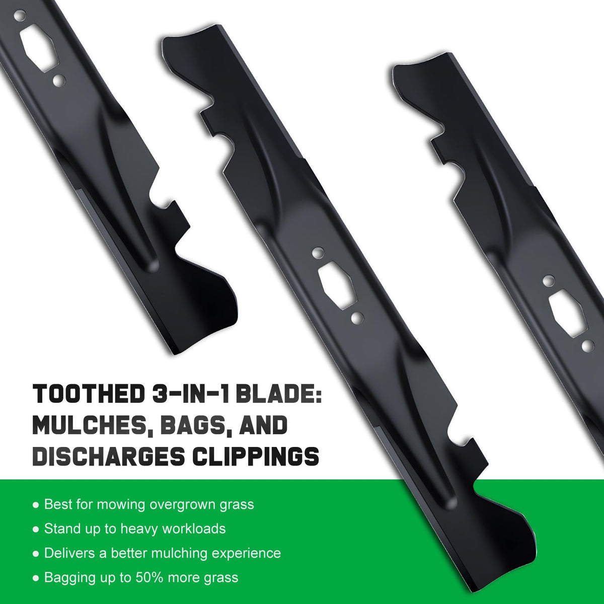 Close up of Grasscool blade with S shaped hole and mounting fit