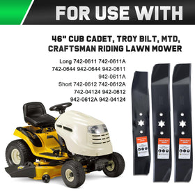 Grasscool short mulching blade for Cub Cadet 46-inch deck enables quick, clean cuts.