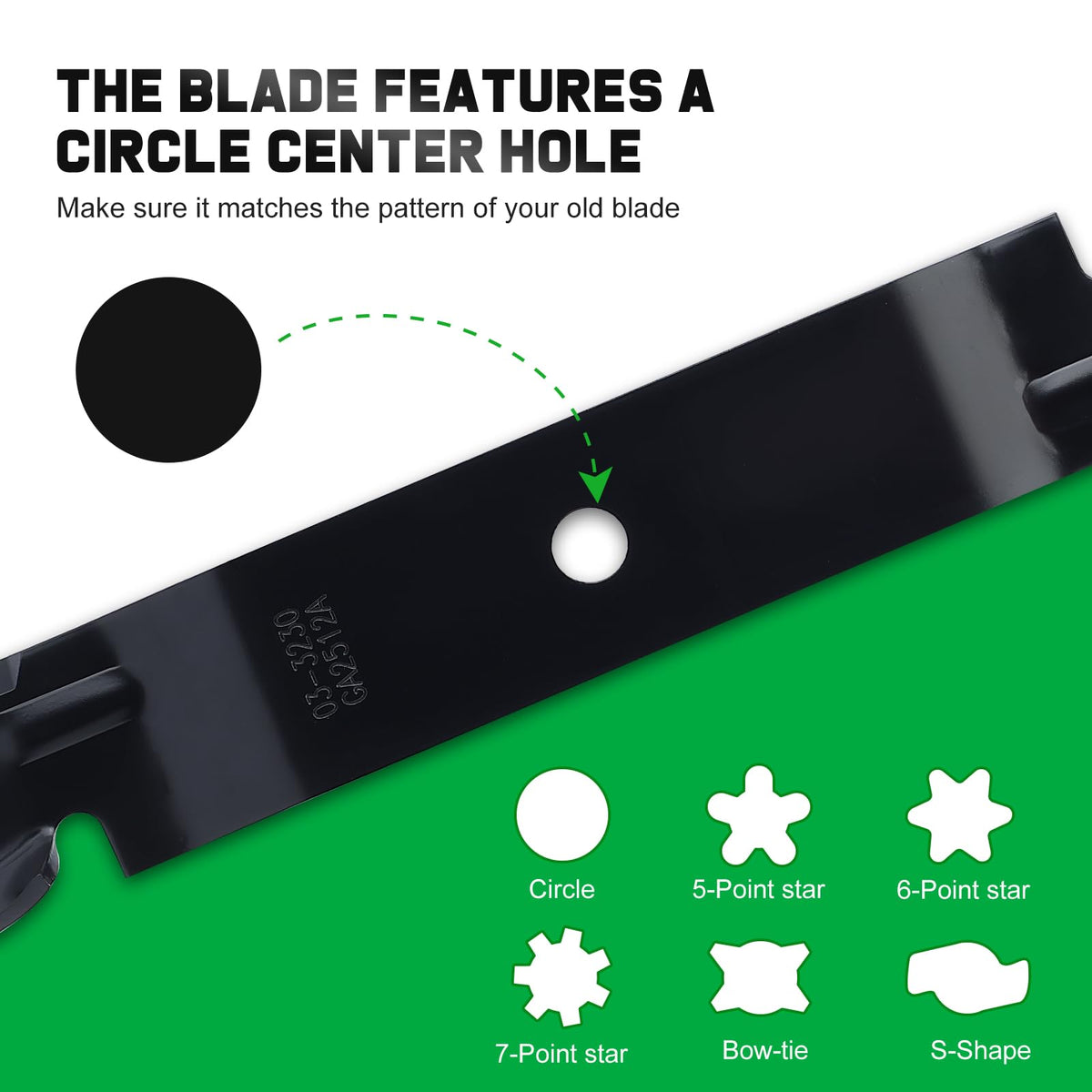 Grasscool SS5000 blade center hole close-up shows circular mount