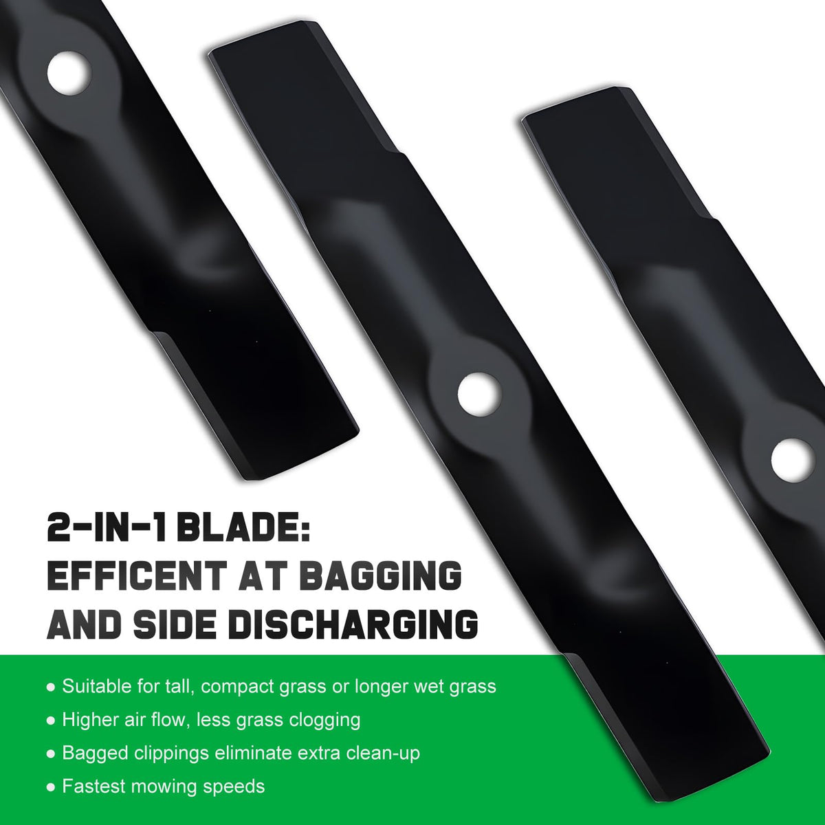 Grasscool blade design emphasizing strong airflow for clean cuts