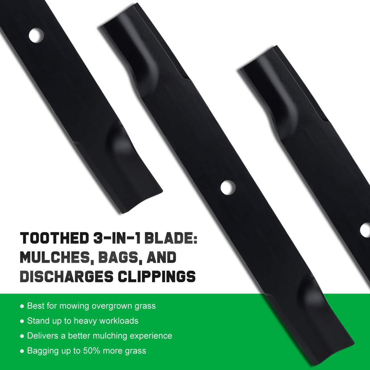 Grasscool Z5000 compatible blades enhance airflow for discharge.