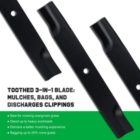 Grasscool Z5000 compatible blades enhance airflow for discharge.