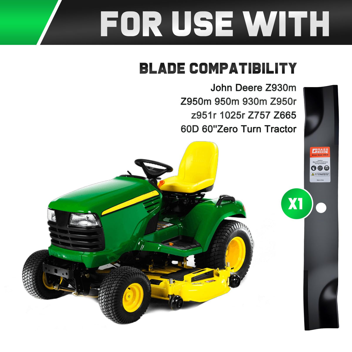 Grasscool Z930M-compatible blade shown for precise fit and cut quality.
