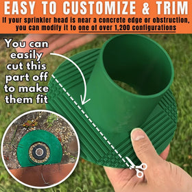 GRASSHOLE sprinkler head guard guards against mower contact during lawn care.