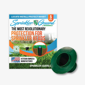 GRASSHOLE sprinkler head guard quick-install around the sprinkler head protects from mower damage.