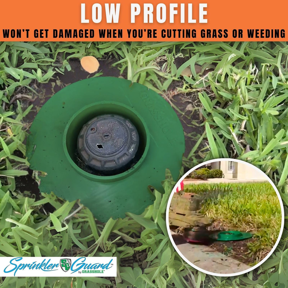 GRASSHOLE sprinkler head guard is made in USA in Bradenton Florida.